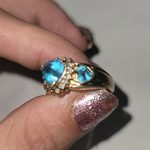 Vintage 14k Gold With Real Topaz Hearts and Diamonds - Picture 6 of 14